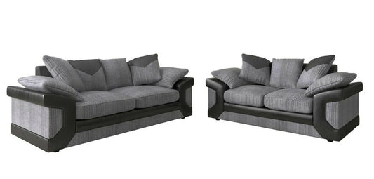 dino Sofa Jumbo Cord Suite Set Footstool 3 2 Corner Black & Grey Brown & Beige