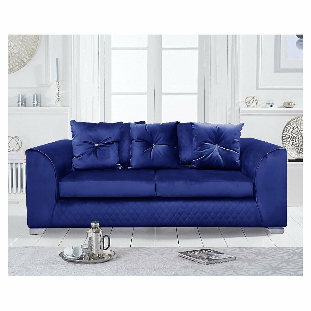 Plush Velvet Victoria | Grey black blue | Corner Sofa 3 Seater 2 Seater