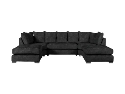 Bishop Large U Shape Corner Sofa Black Scatter Back