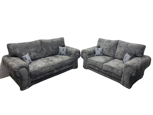 Chesterfield Style Lush Sofa Set | 3+2 Seater | Charcoal Grey