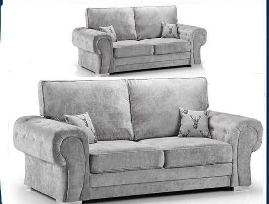 Chesterfield Verona Full Back Sofa Set | 3+2+1 Seater Grey or beige