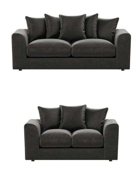 Plush velvet Sofa Suite Set |  Left Right 3 2 | Black