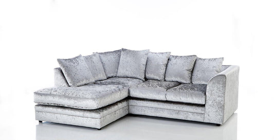 Crushed Velvet Silver Black Mink | Sofa Corner Suite 3 2 Seater Set