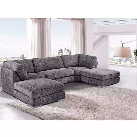 London U Shape Full Back Corner Sofa | Shark / Grey / Black