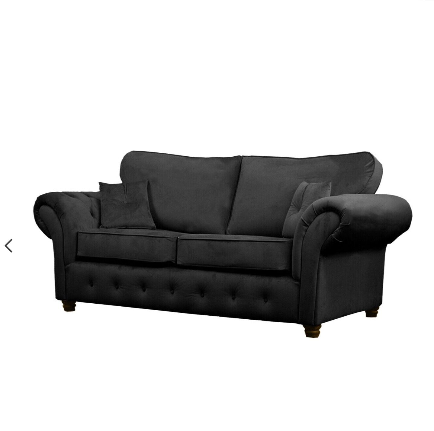 Olympia Plush Velvet Fabric Sofa Suite Set Black Blue Chesterfield Style