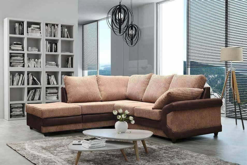 Dino High Back Sofa Jumbo Cord | Suite Set Corner Sofa 3 2 Seater | Black & Grey / Brown & Beige