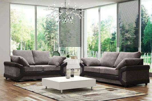 Dino High Back Sofa Jumbo Cord | Suite Set Corner Sofa 3 2 Seater | Black & Grey / Brown & Beige