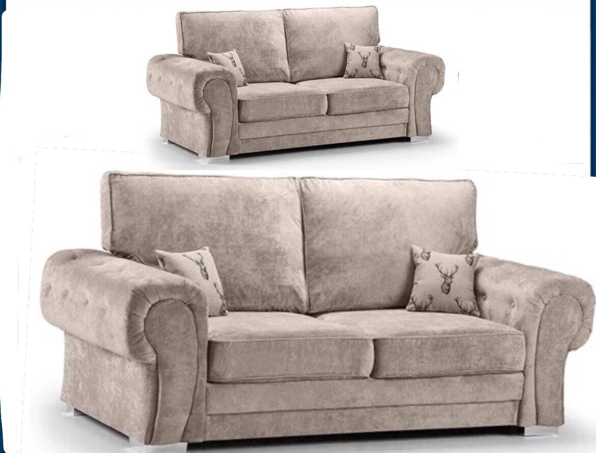 Chesterfield Verona Full Back Sofa Set | 3+2+1 Seater Grey or beige