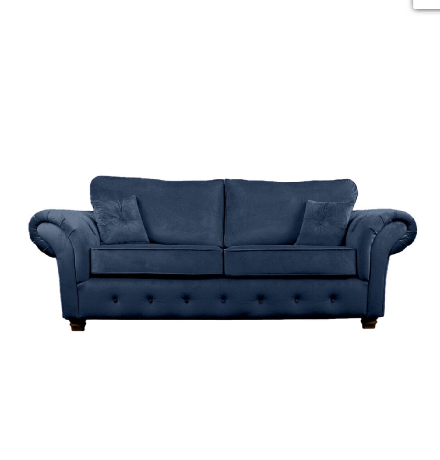 Olympia Plush Velvet Fabric Sofa Suite Set Black Blue Chesterfield Style