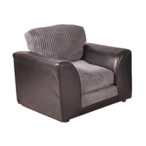 Byron Fabric Leather Jumbo Sofa | Corner Suite 3 2 Seater | Black & Grey