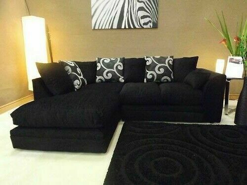 chenille zina black or grey fabric corner sofa or 3+2