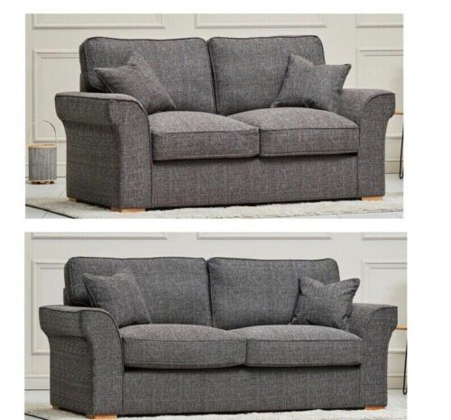 Hugo Formal Back | 3 2 Seater sofa Set | Grey Lisbon Fabric