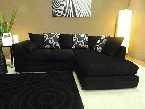 chenille zina black or grey fabric corner sofa or 3+2