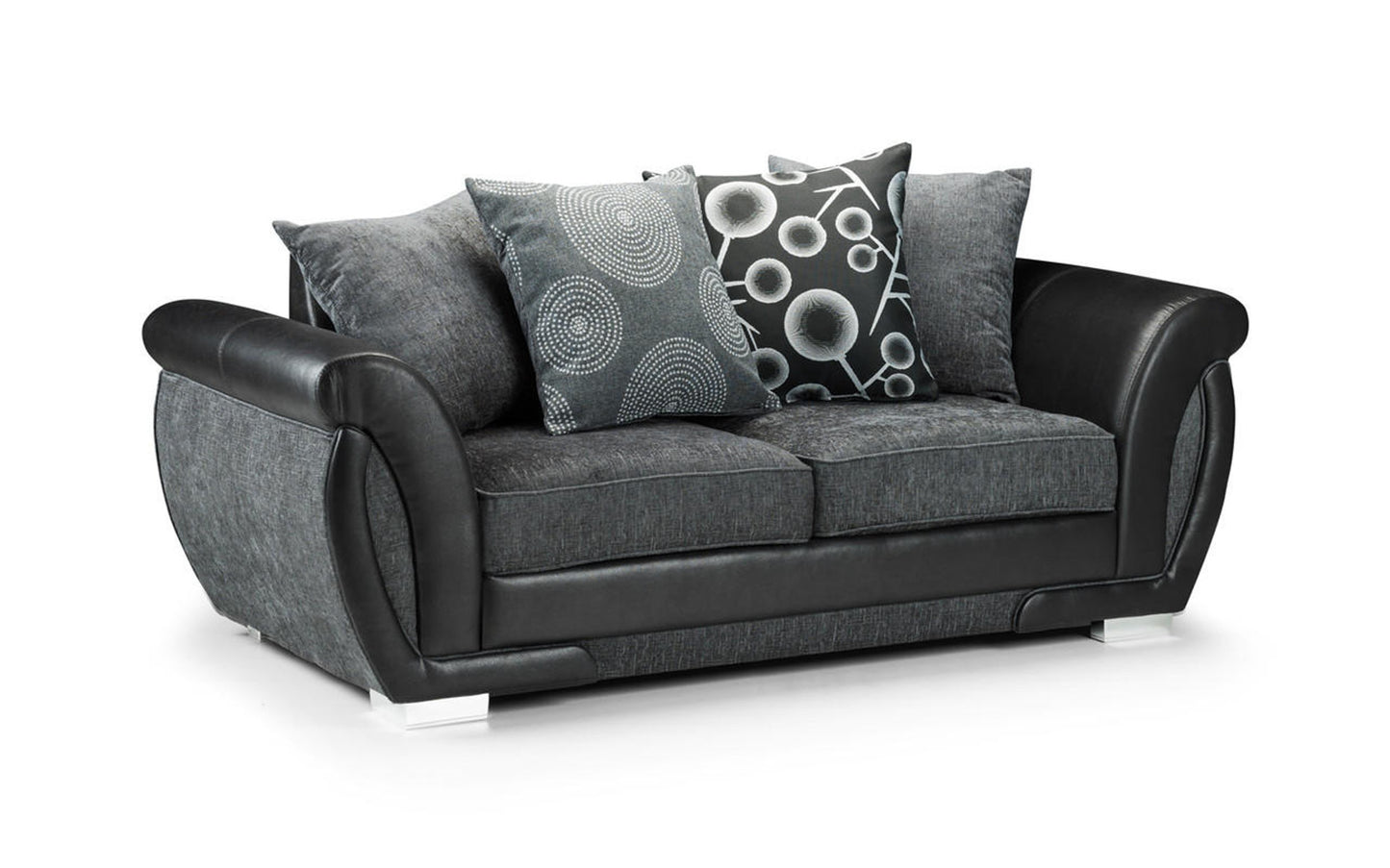 Shan Sofa Suite Set | Black/Grey | Corner / 3 Seater And 2 Seater