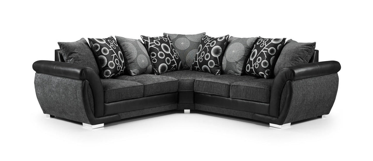 Shan Sofa Suite Set | Black/Grey | Corner / 3 Seater And 2 Seater