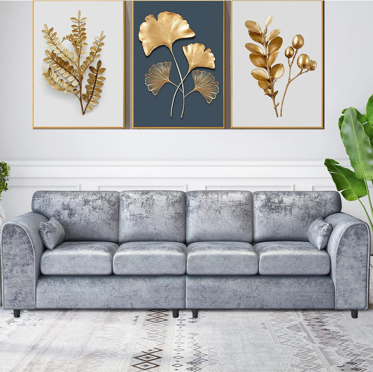 Bela Crushed Velvet 4 Seater Full Back Sofa