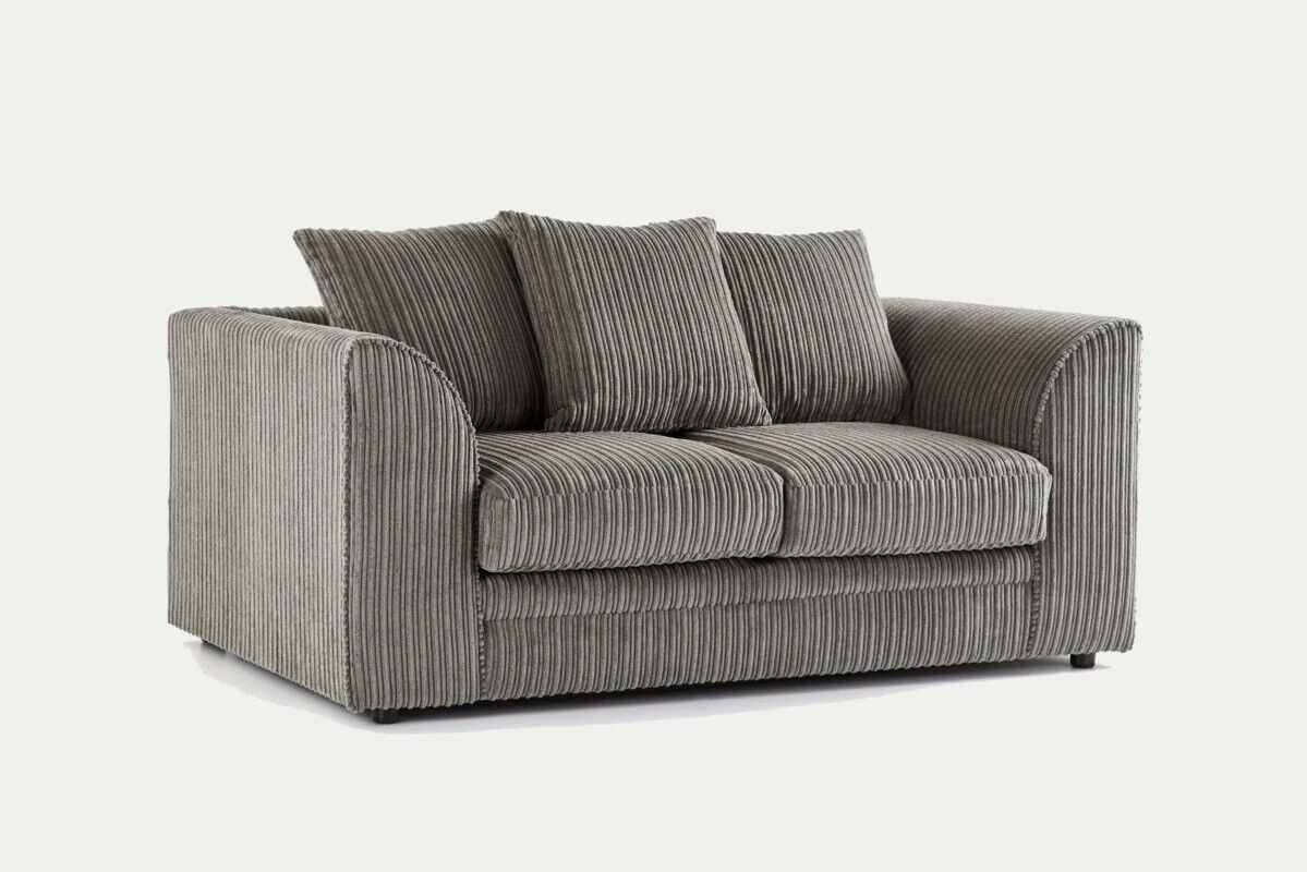 Jumbo Cord Corner Sofa Suite Set Grey Left right 3 2